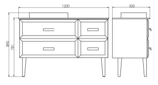 Тумба-умывальник COMFORTY Империя 120 с графитовой столешницей с Comforty 78189 ,00-00013788